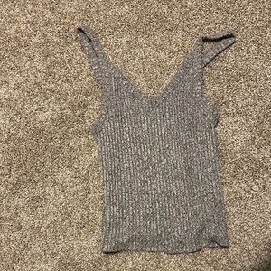 American Eagle Gray Ribbed Knit Women's Top